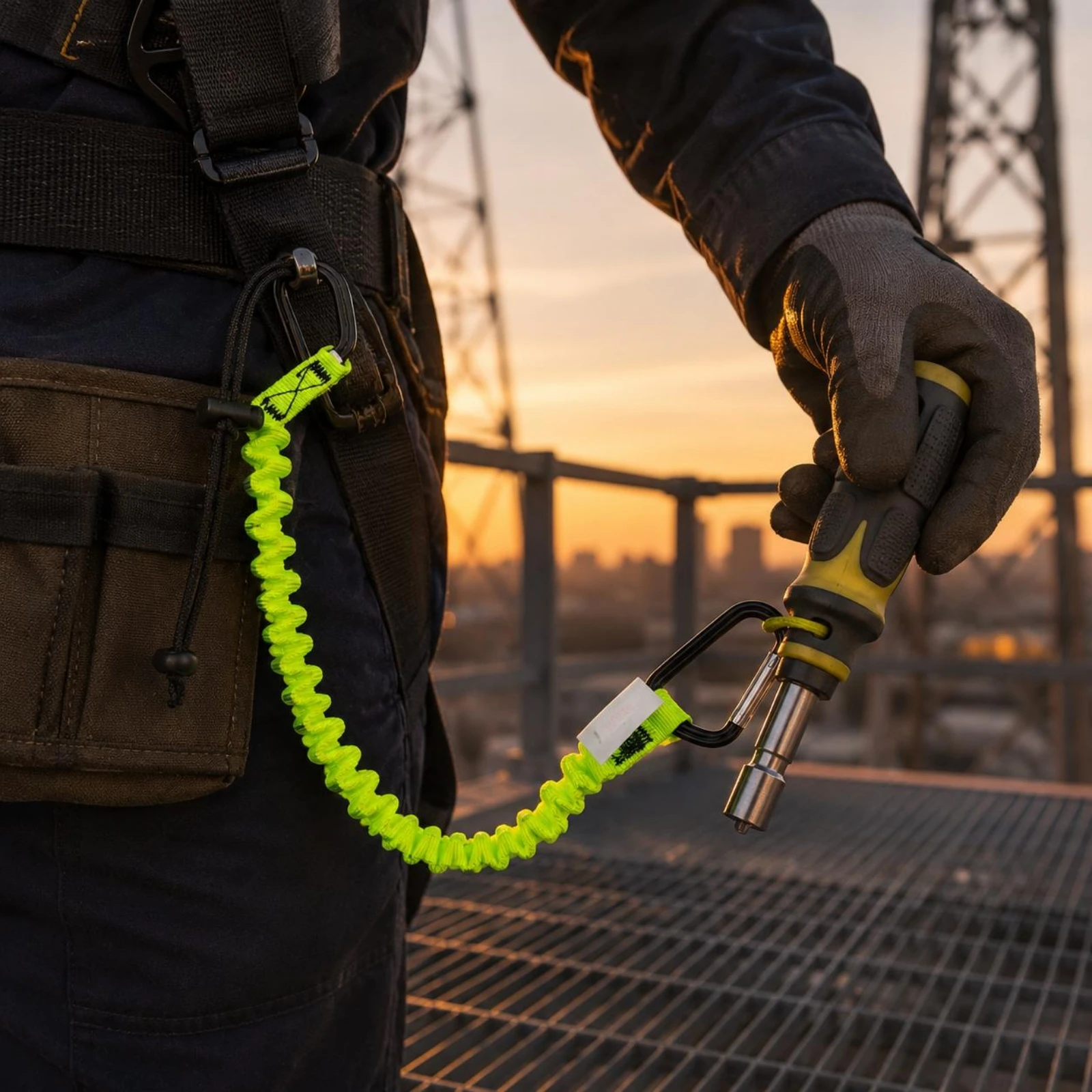 Elastic Tool Lanyard Stretchable Anti-Drop Lanyard Safety Gear Coil-Style for High-Altitude Work