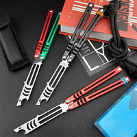 Practice No Sharp Balisong Training Folding Flail Knife 440C Blade Aluminum Alloy Handle Outdoor Trainer Tanto Pocket EDC Tools