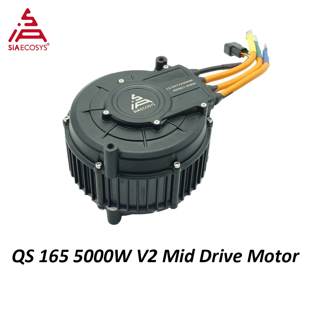 

US Warehouse QS MOTOR 165 V2 5000W 72V 35H Hall PMSM Mid Drive Motor with Sprocket Adapter from SiAECOSYS
