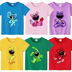 Catnap Colorful T Shirt for Children Smiling Critters Boys Girls T-shirt Cute Anime Clothes Cotton Tops Summer Clothing Costume