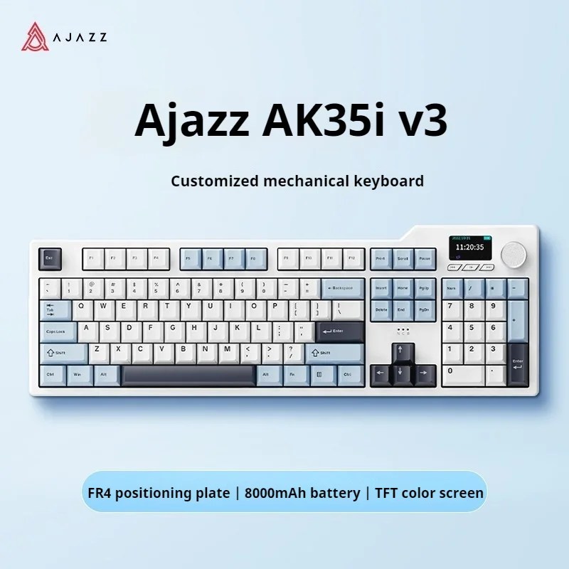 AJAZZ AK35I V3 Mechanical Keyboard Wired Bluetooth Wireless Gaming Keyboard Gasket Full Key Hot Swap RGB 104 Keys For Pc  Laptop