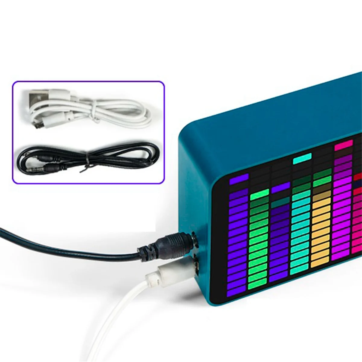 Color LED Music Spectrum Electronic Clock Sound Control Rhythm Light 1624 RGB Pickup Atmosphere Level Indicator, Blue