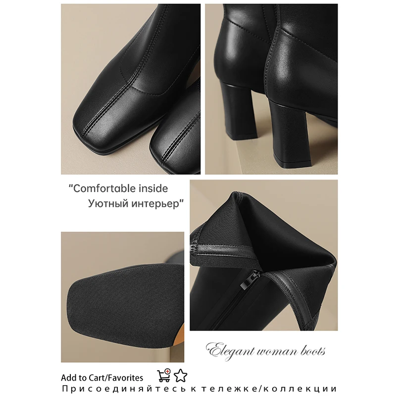 Ods Pointed Toe Women High Boots Fashion Side Zippers Long Booties Ladies Elegant Party High Heel Shoes Winter Women\'s Footwear