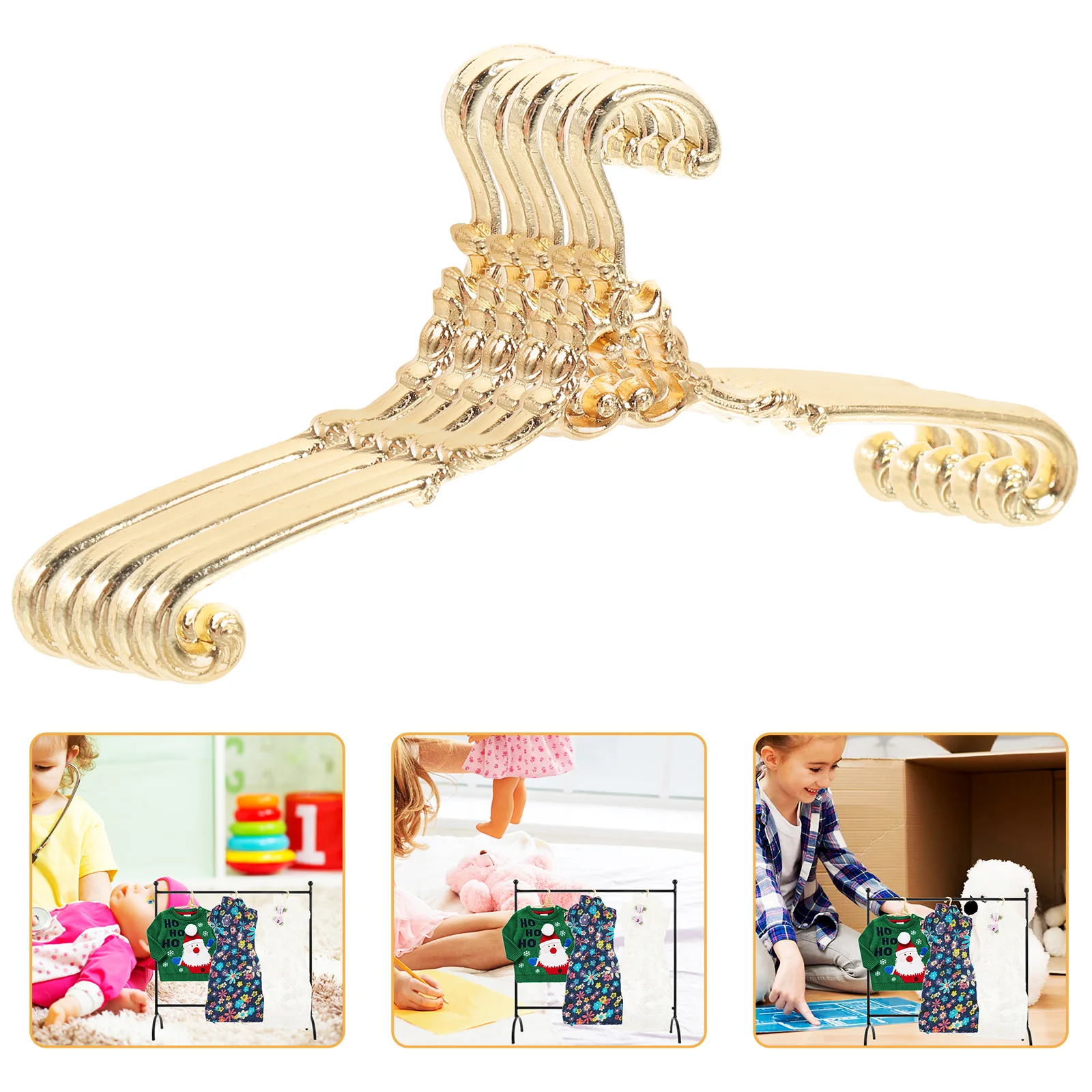 

4pcs Set of 4 Hanging Tiny Hangers Small Clothes Rack Jewellery Wardrobe Mini Creative Crafts Holder