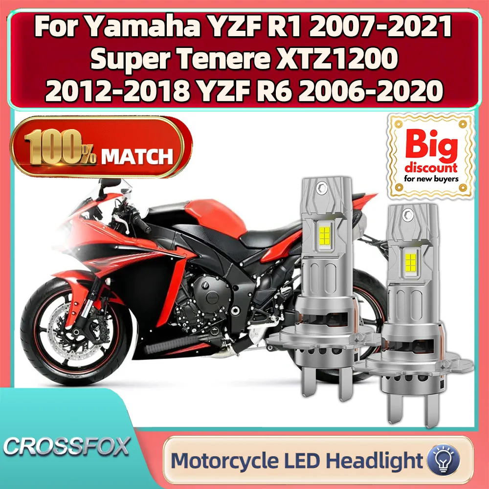 

CROSSFOX для Yamaha YZF R1 2007-2021 Super Tenere XTZ1200 2012-2018 YZF R6 2006-2020 мотоциклетные светодиодные лампы для фар мотоцикла