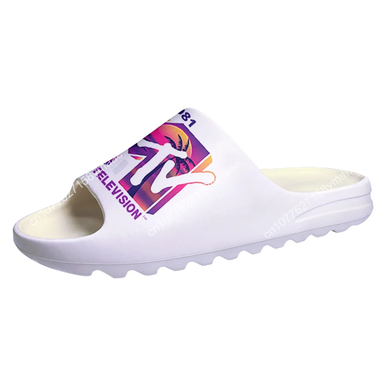 Mtv الموسيقى التلفزيون لينة وحيد النعال قباقيب المنزل خطوة على أحذية ماء رجل إمرأة مراهق الحمام تخصيص على الصنادل القرف #3