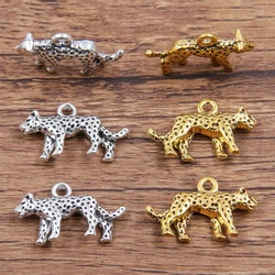 10PCS 14X24mm Metal Alloy 3D Animal Simulation Charms Double Sided Leopard Pendant For Jewelry Buckle Making DIY Handmade Craft