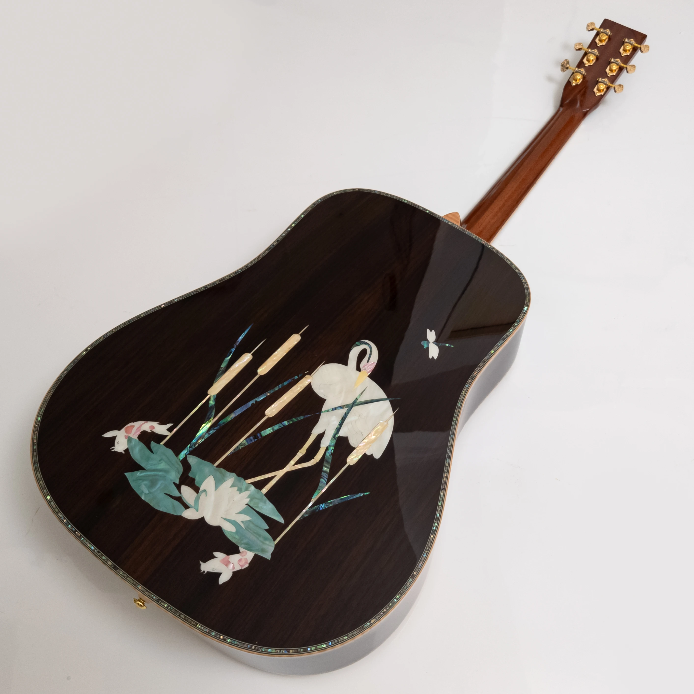 

All Solid Wood Acoustic Guitar 20 Fret Rosewood Fingerboard Handmade Folk Guitar with Abalone Lotus Flower Inlay Limited Edition