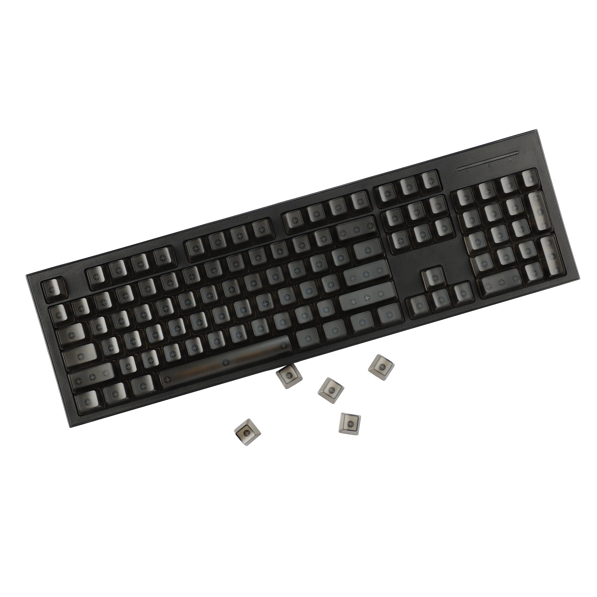 YMDK 132 Keys PBT Frosted Translucent Clear Keycaps OEM Profile Shine Through Blank Custom Keycap for MX Mechanical Keyboard