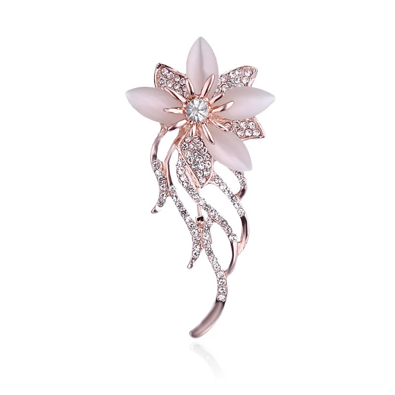 Trendy Rhinestone Flower Brooches For Women Clothing Accessories Elegant Charms Crystal Brooch Pins Party Luxury Jewelry Gifts