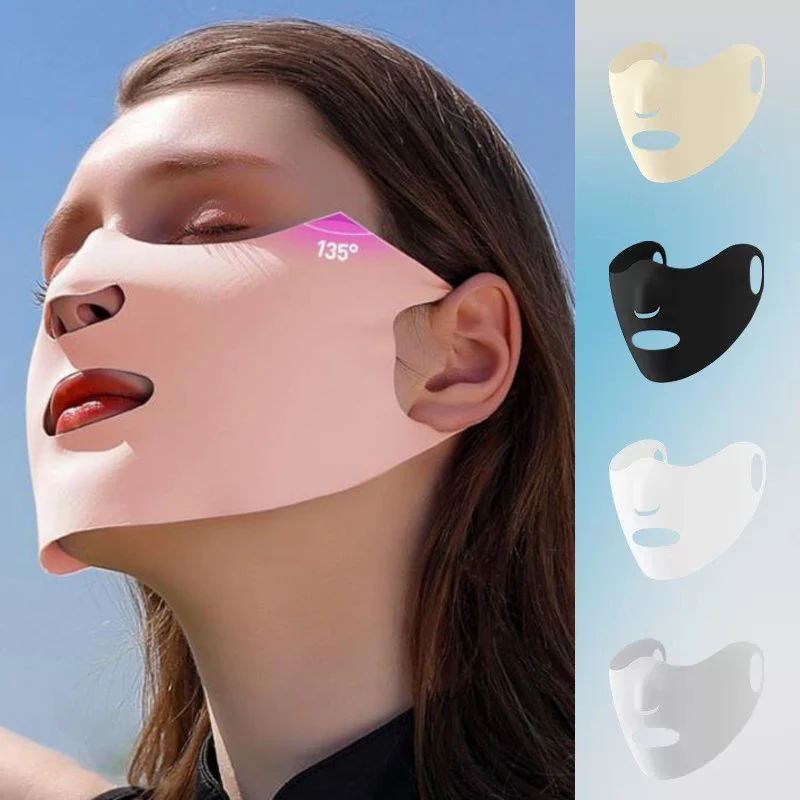 

Summer Ice Silk Sunscreen Mask Full Face Sun Protection Mask Forehead Thin Section Breathable Mask Anti Ultraviolet Face Mask