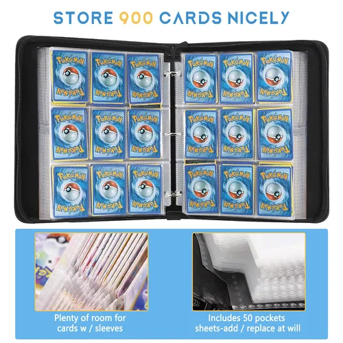 Portatarjetas comerciales de cuero de Anime, paquete de colecciones de tarjetas de juego de 4/6 rejillas, bolsa de almacenamiento de tarjetas de béisbol para almacenamiento de 400/900 tarjetas