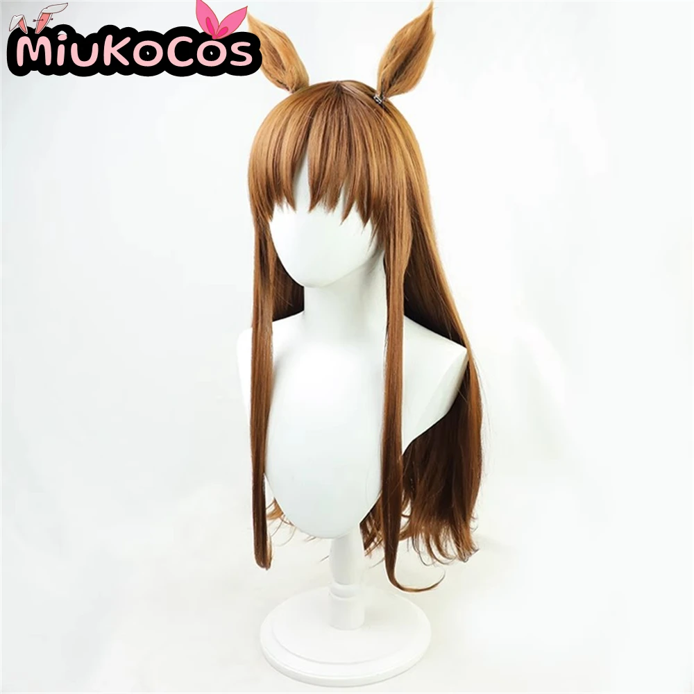 متوفر في المخزون شعر مستعار تأثيري عجائب العشب مع آذان وذيل MiukoCosplay لعبة Umamusume: كوسبلاي ديربي جميل