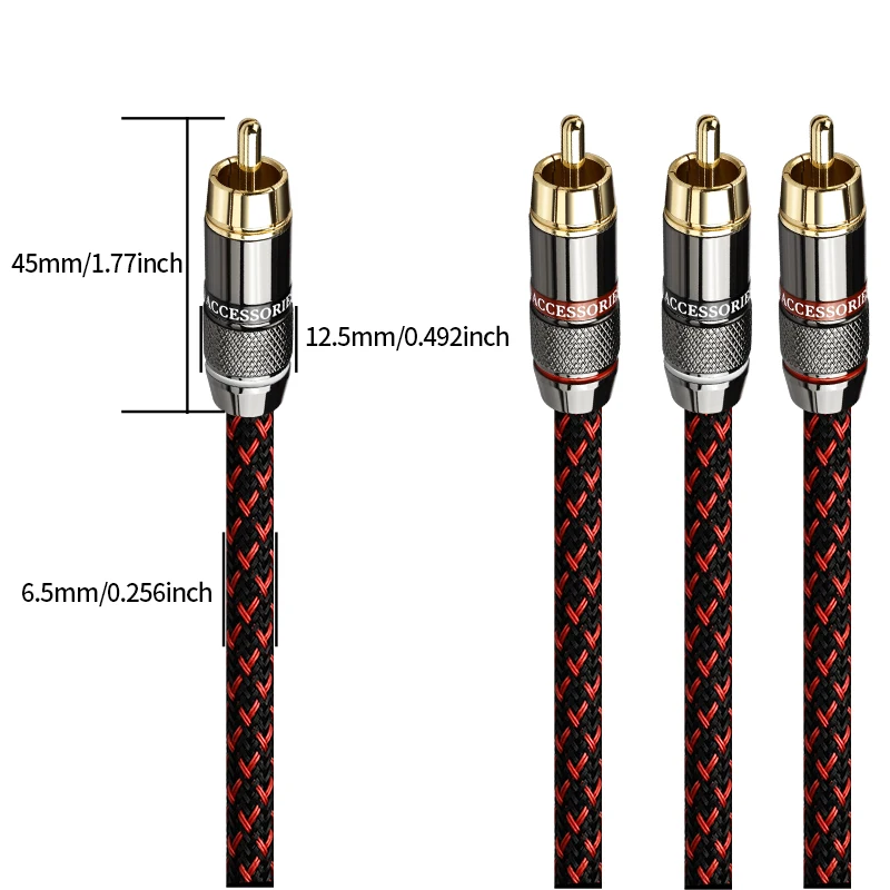YYAUDIO RCA Audio Cable 2 RCA to 2 RCA 1 Pai Interconnect Cables HIFI Stereo 6N OFC Male to Male for Amplifier DAC TV Car Audio
