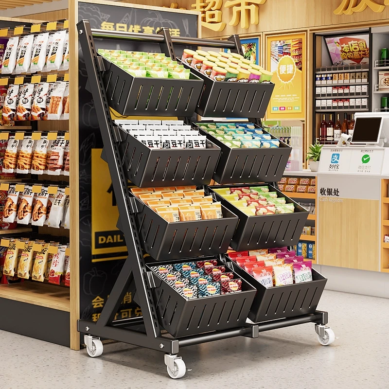 Supermarket Shelves Living Room Snack Kitchen Standing Multi-layer Vegetable Basket Fruit Vegetable 이동식 수납장 트롤리 수납장 Carrinho