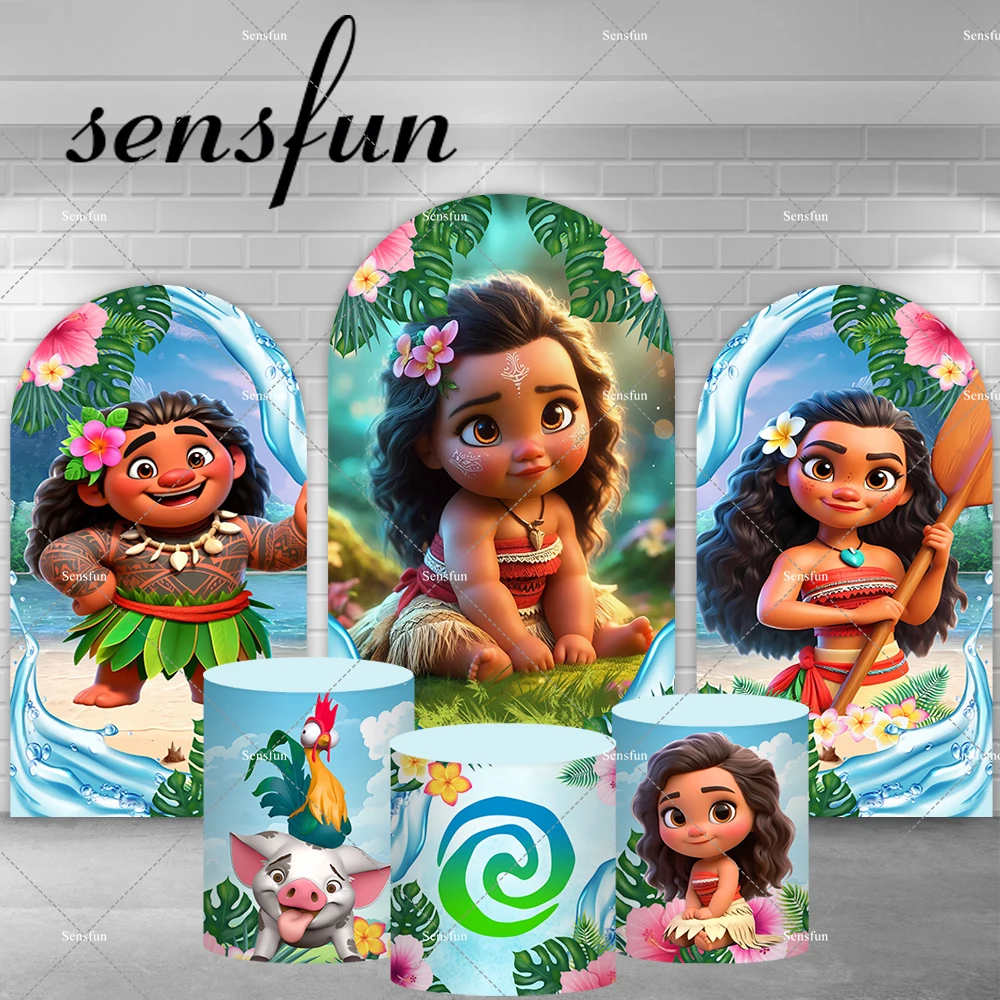 Moana Theme Girls Baby Shower Summer Birthday Party Arch Backdrop Waialiki Maui Vaiana Chiara Wall Backgrounds Plinth Covers