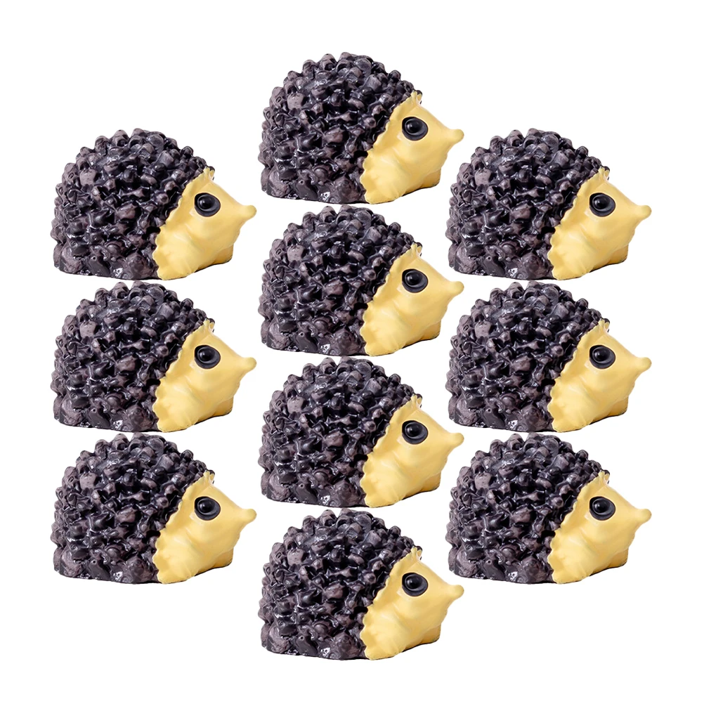 

10 Pcs Mini Hedgehog Figurines Small Resin Animal Statues Grey Tiny Decorative naments for Garden Yard L