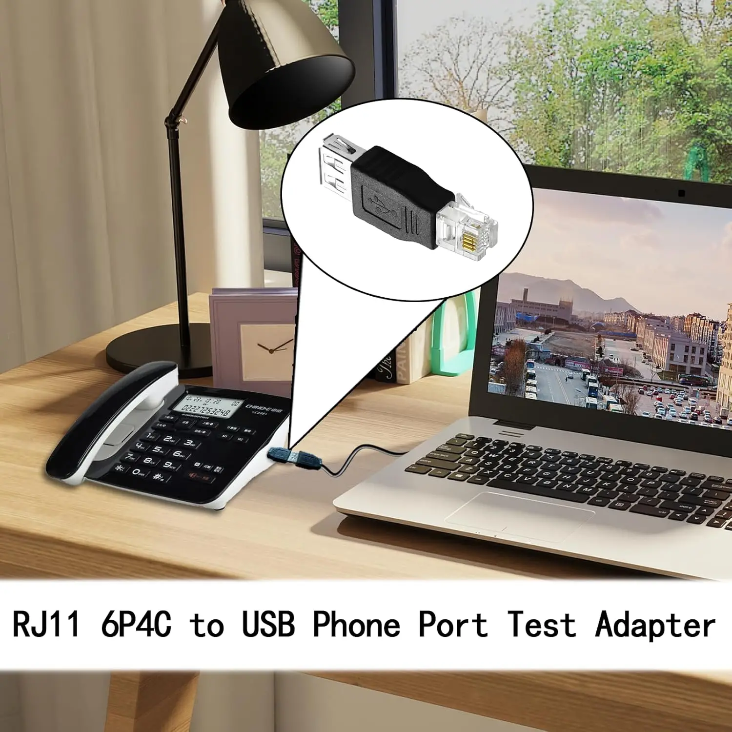 1pc USB 2.0 Type A Female To RJ11 4 Pin 6P4C Male Ethernet Network Phone Connector Converter Adapter