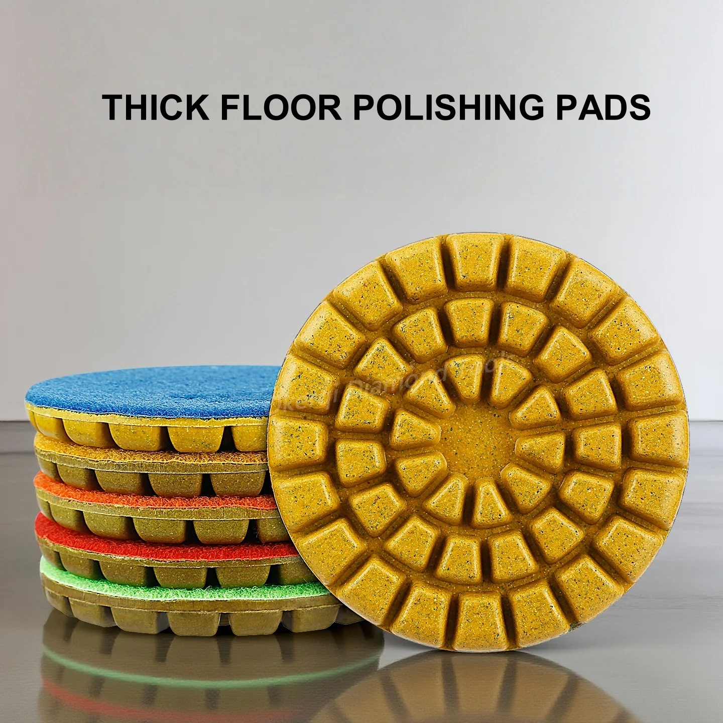 5-teiliges Set 4 Zoll 100mm Bodenpolierpads für Betonboden und Marmor, Dicke 10mm, Nass-Schleifscheiben zum Polieren von Stein – Detail 1