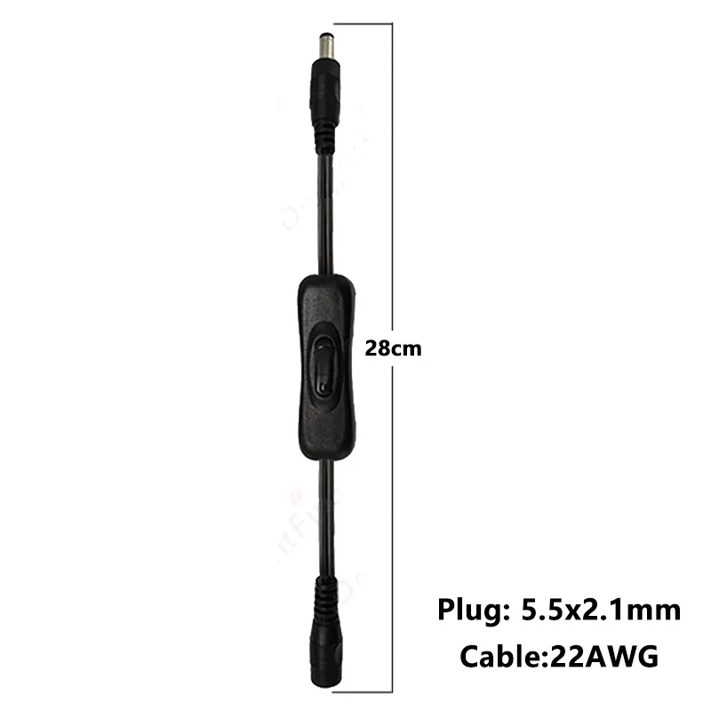 LED Strip Connector Wire 12V DC Power Cale With Switch ON/OFF 5.5 2.1mm Female Male Jack 22/20AWG Cable For LED Strip Light