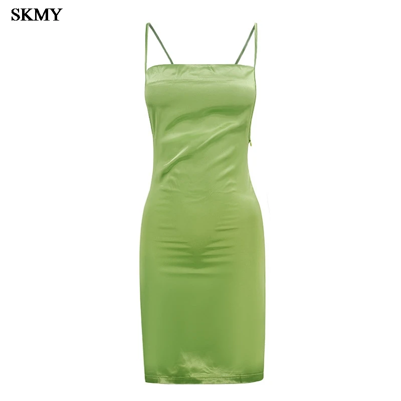 فستان SKMY 2025 صيفي جديد للسيدات برباط بدون ظهر عصري ومثير بحمالات فساتين Ropa Mujer للنساء