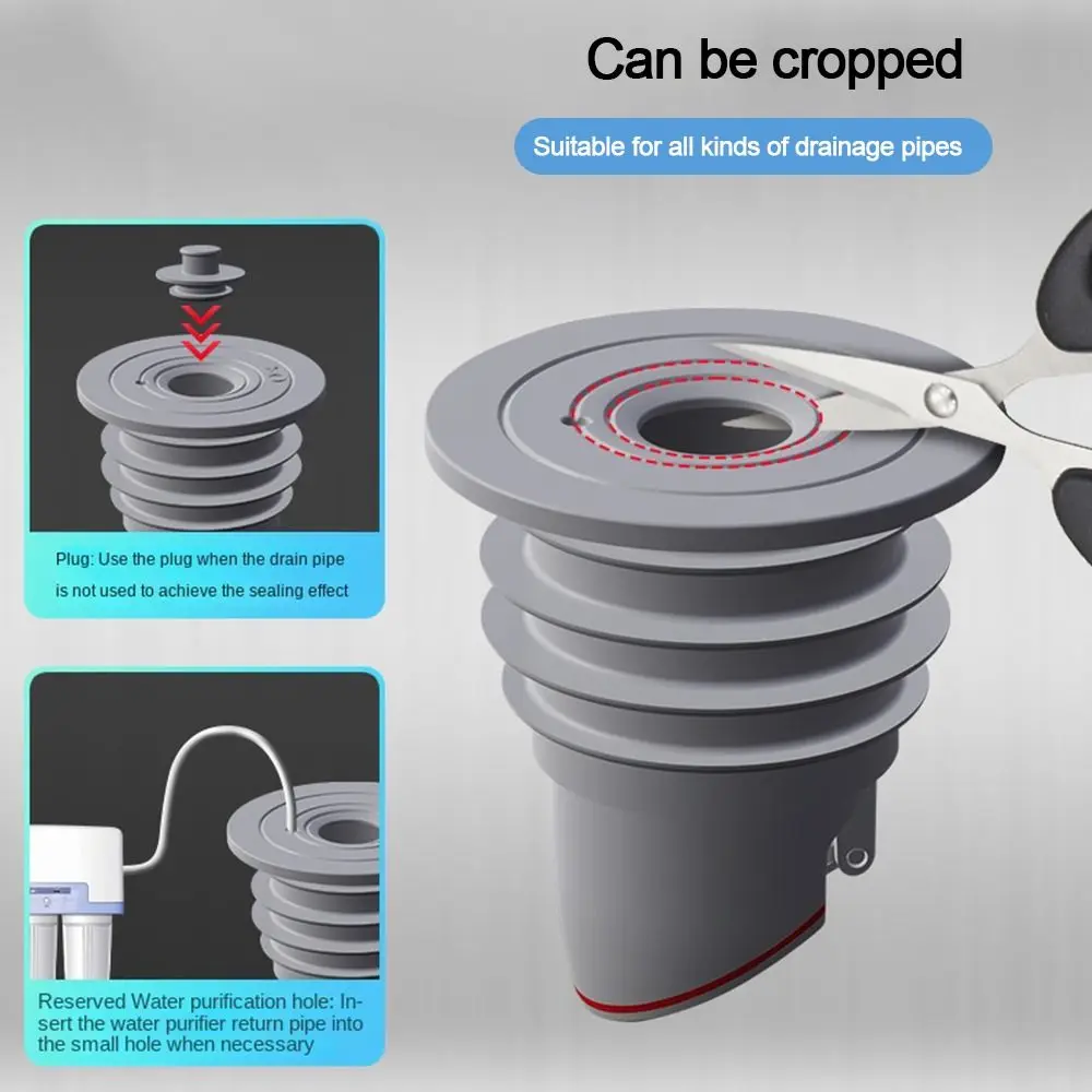 

Kitchen Colander Shower Drainer Anti odor One Way Valve Sewer Floor Drain Pipe Sealing Ring Water Pipe Plug Drain Cover