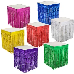 Metallic Foil Tinsel Table Skirt for Birthday Wedding Party Anniversary Christmas Table Decor 74*274 Cm Tulle Table Skirt