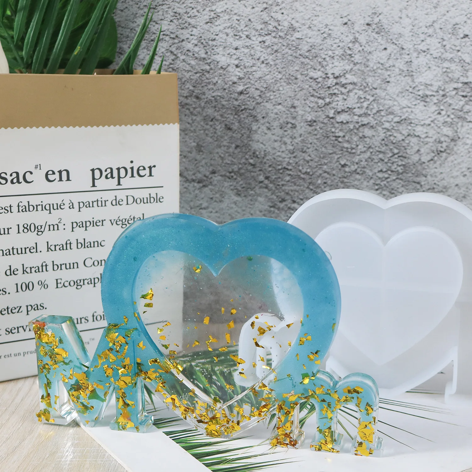 Moldes de fundición de resina DIY, marco de fotos 3D de miembro de la familia, molde de silicona para marco de fotos de madre, molde para marco de fotos I Love Grandma