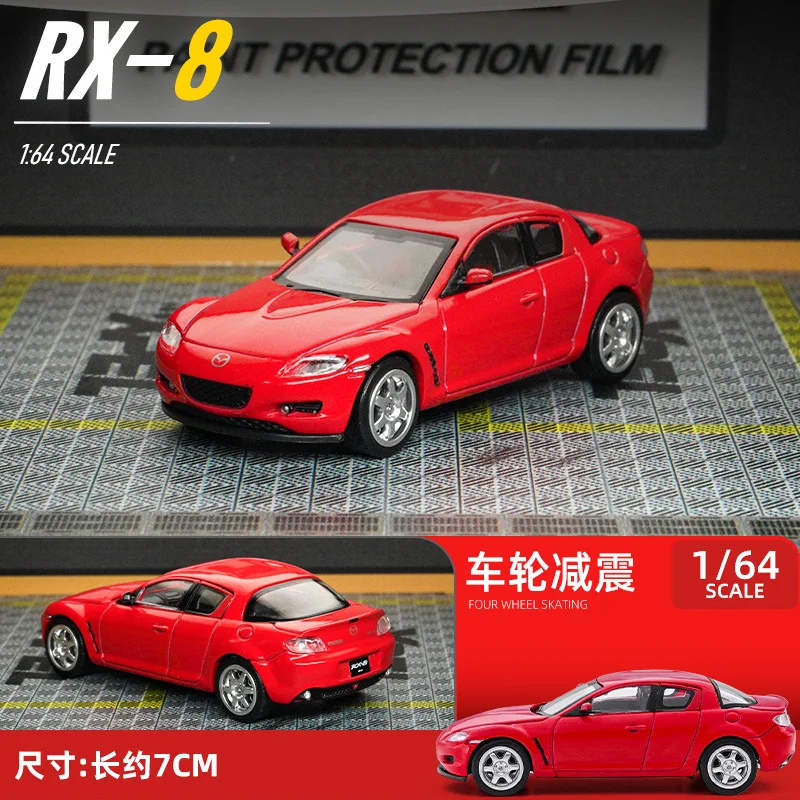 Coche de carreras Mazada RX-8 para adolescentes, vehículo de juguete modelo clásico, colección de vehículos de motor JDM Wankel, UM 1/64