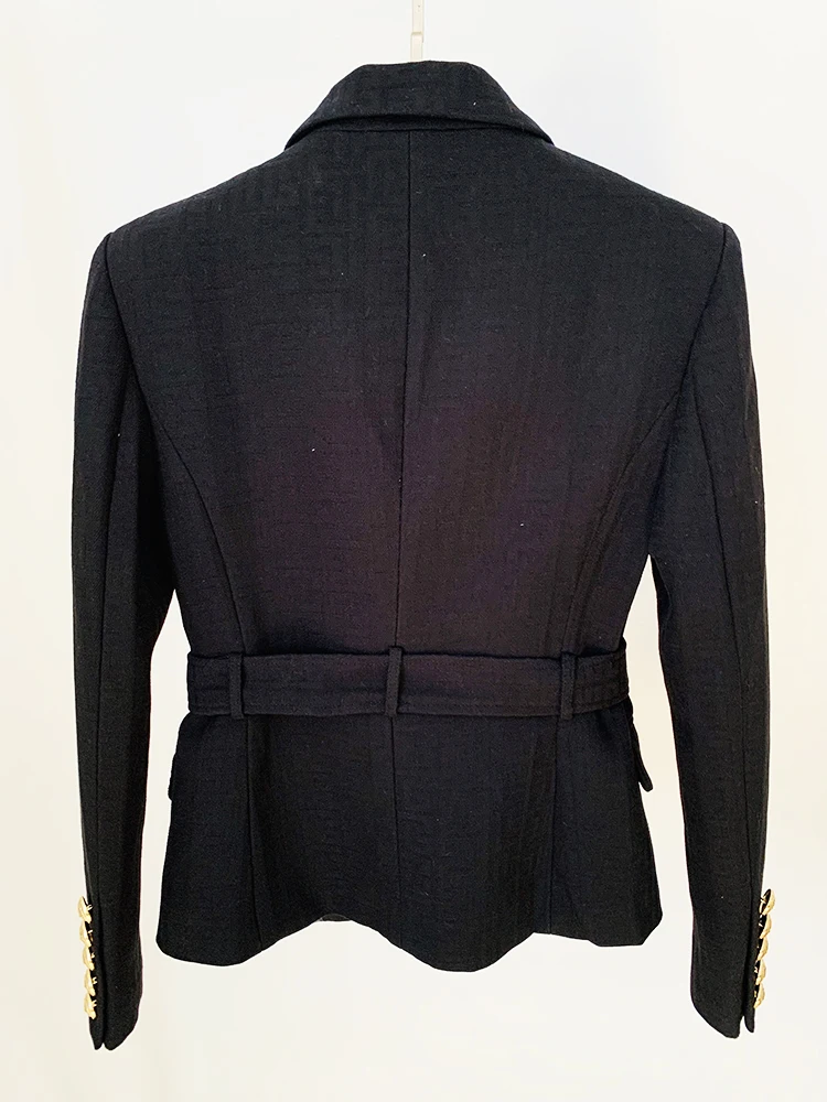 HIGH STREET la più recente giacca di design 2024 da donna con bottoni a leone doppiopetto monogramma Blazer con cintura Jacquard