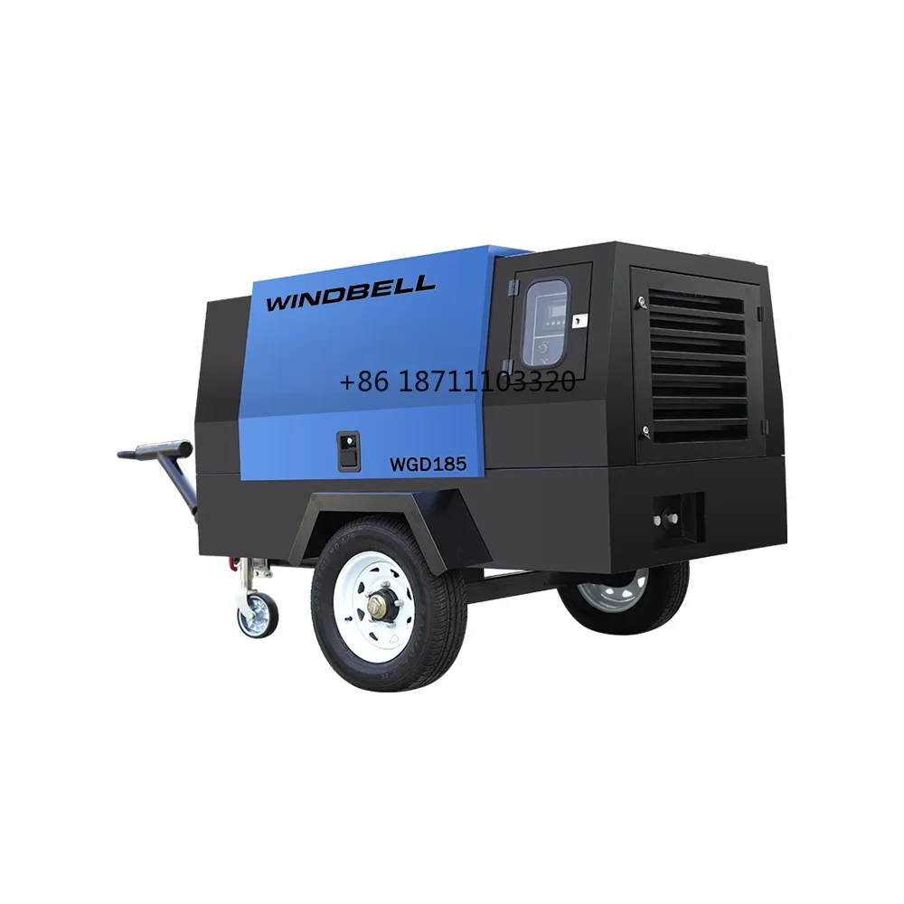 325 Cfm 185 Cfm Two Wheels Type Portable Compressor Air Diesel Air Compressor For Sale