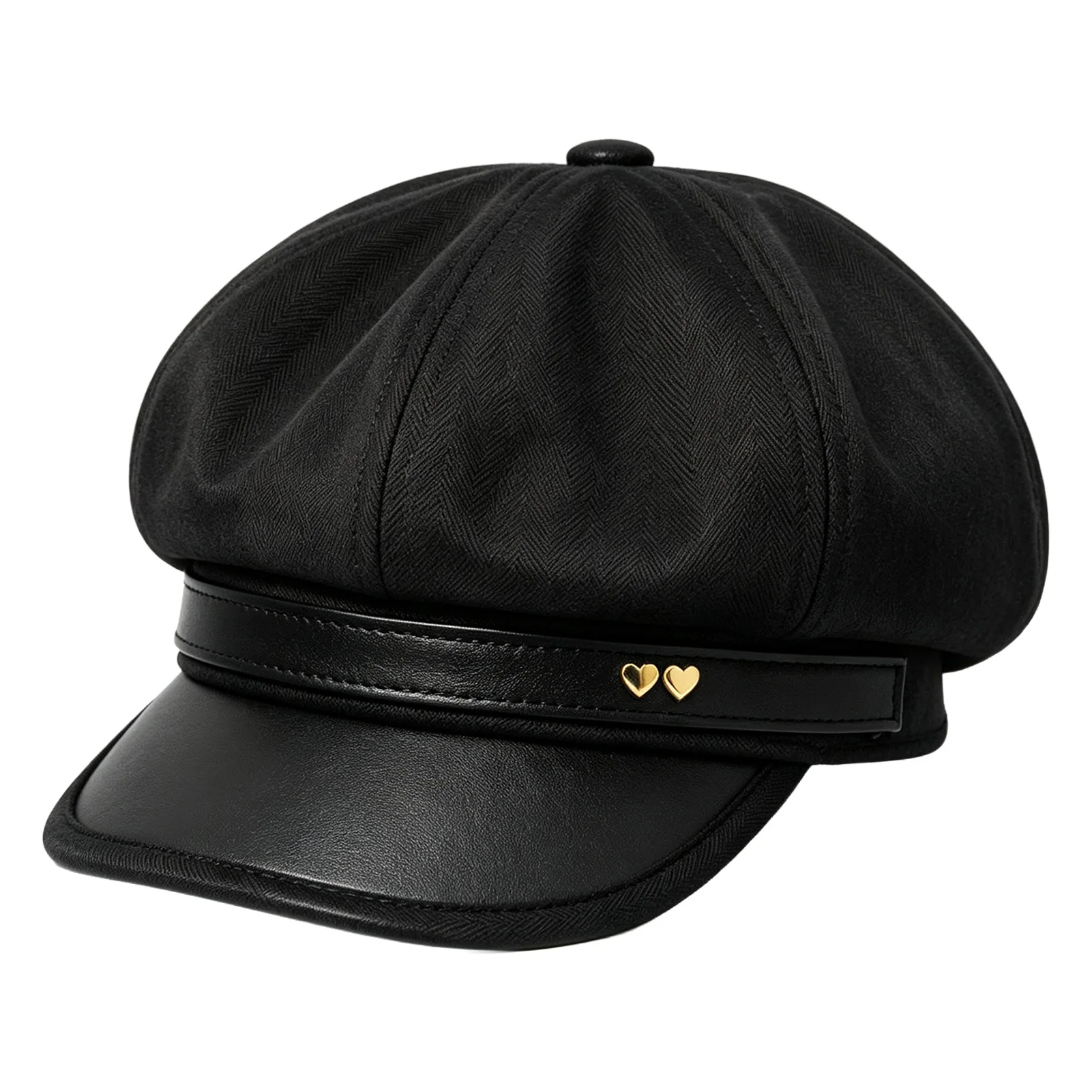 Polyester Newsboy Cap for Commute Women's Vintage Baker Boy Hat Wide Head Circumference Face Slimming Retro Cabbie Hat