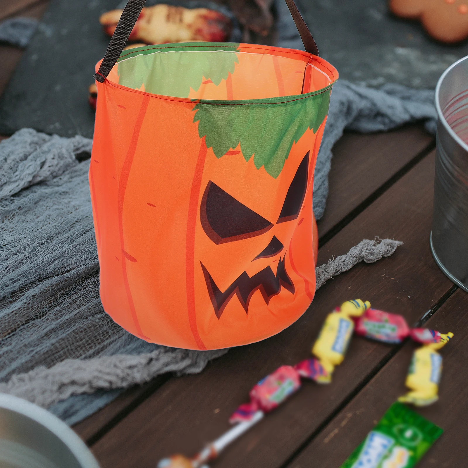 

2 Pcs Goodie LED Candy Bags Halloween Handheld Dimensional Pumpkin Bucket Glow Tote