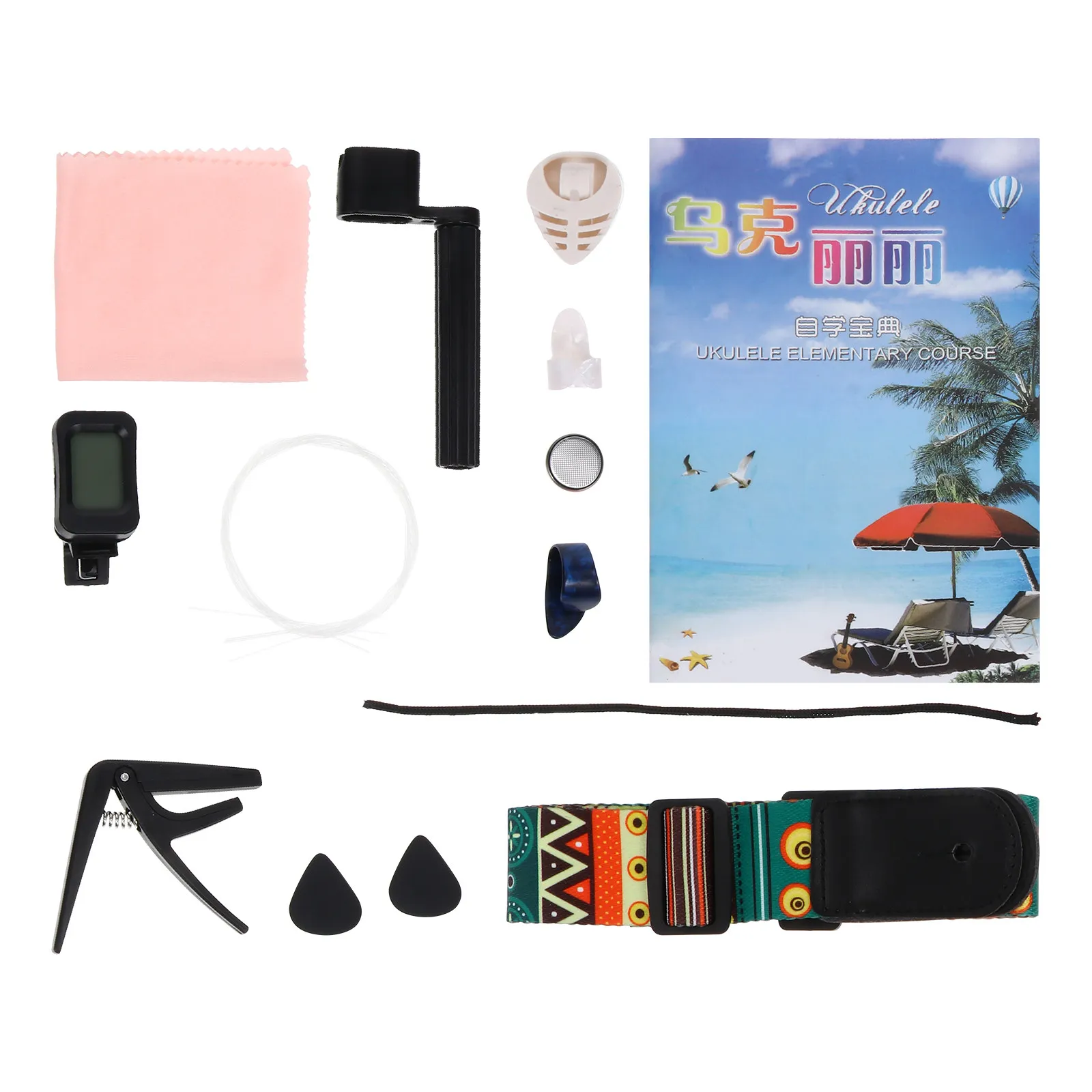 

Набор аксессуаров для укулеле: медиаторы, каподастр, ремень, струны. Легкие, портативные, прочные комплектующие для музыкальных инструментов из оксфордского нейлона и пластика.