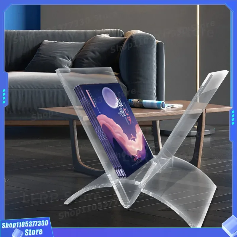 Custom Acrylic Floor Standing Display Rack for Books Newspapers and Periodicals Creative Promotional Info Stand Storage Shelf