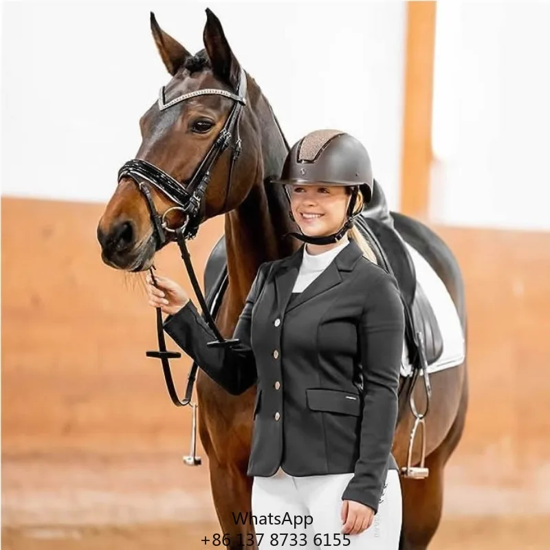 Women's Polyester/Spandex Four-Way Stretch Breathable Lightweight Competition Equestrian Jacket Horse Riding Show Coat For Women