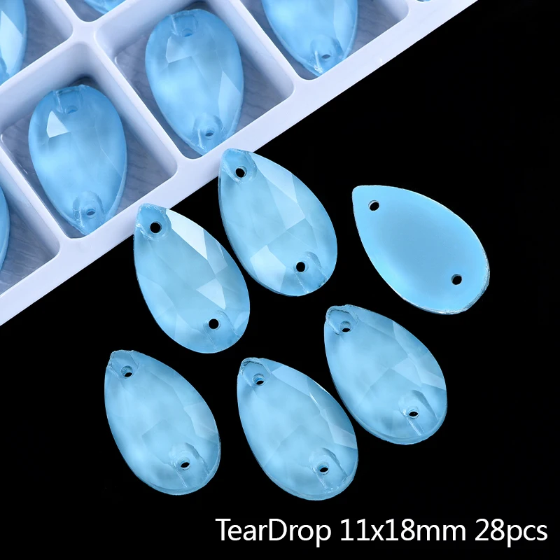 BOBOHOO Eisblau Neon Mehrformige Glaskristalle zum Aufnähen, Strass-Steine mit flacher Rückseite zum Nähen, Strass für Kleidung und Handarbeiten – Detail 4