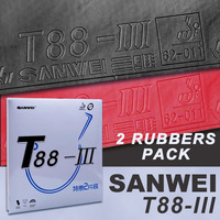 SANWEI T88-3 Table Tennis Rubber 2 Pcs Pack Semi-Sticky Ping Pong Rubber Sheet for Entry Players