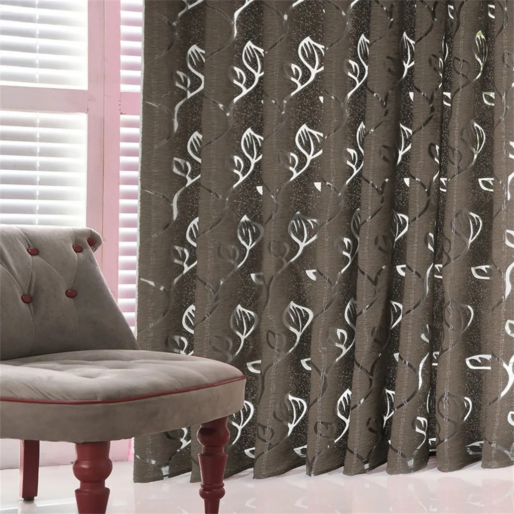 Shading Vines Leaves Tulle Sheer Curtains for Living Room Decoration Window Curtains Kitchen Modern Tulle Voile Organza Curtains