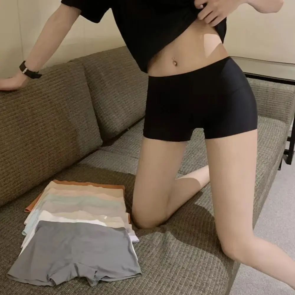 Comfortable Mid Waist Seamless Underwear Breathable Soft Safety Pants Ice Silk Thin Elasticity Lingerie Panty Summer