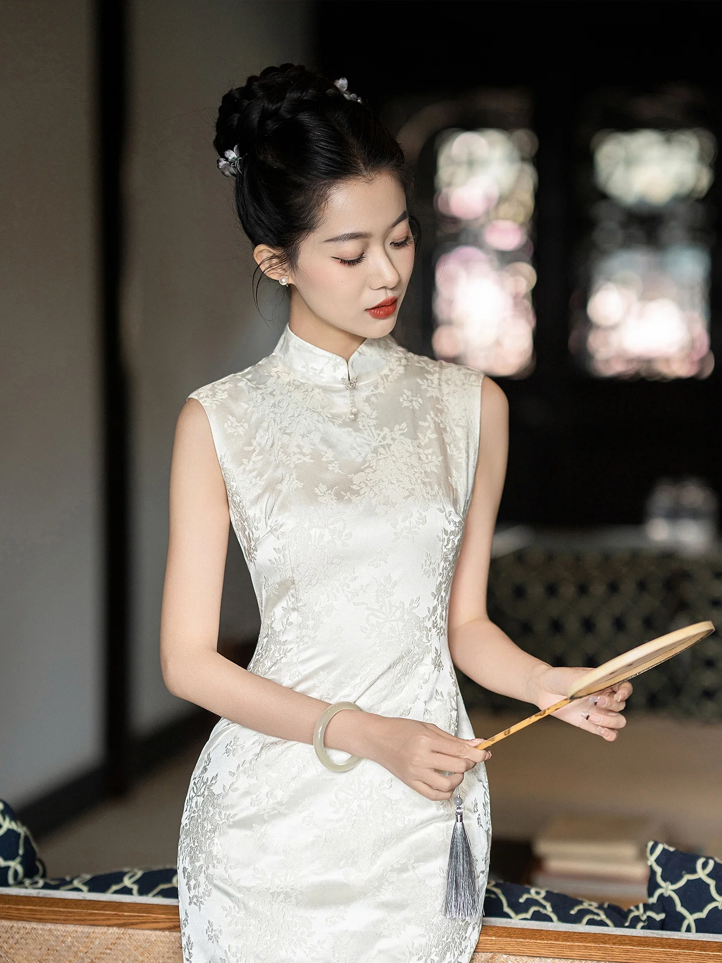 Nouvelle Robe de Mariée Chinoise Blanche pour Filles, Robe Longue Amincissante à Motifs Floraux