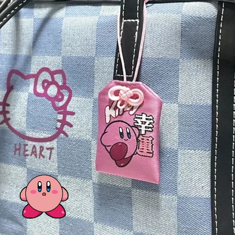 

Kirby Kawaii Pendant Keychain Simple Peace Charm Girlfriends Backpack Hang Jewelry Cartoon Fabric Embroidery Decor Keyring Gift