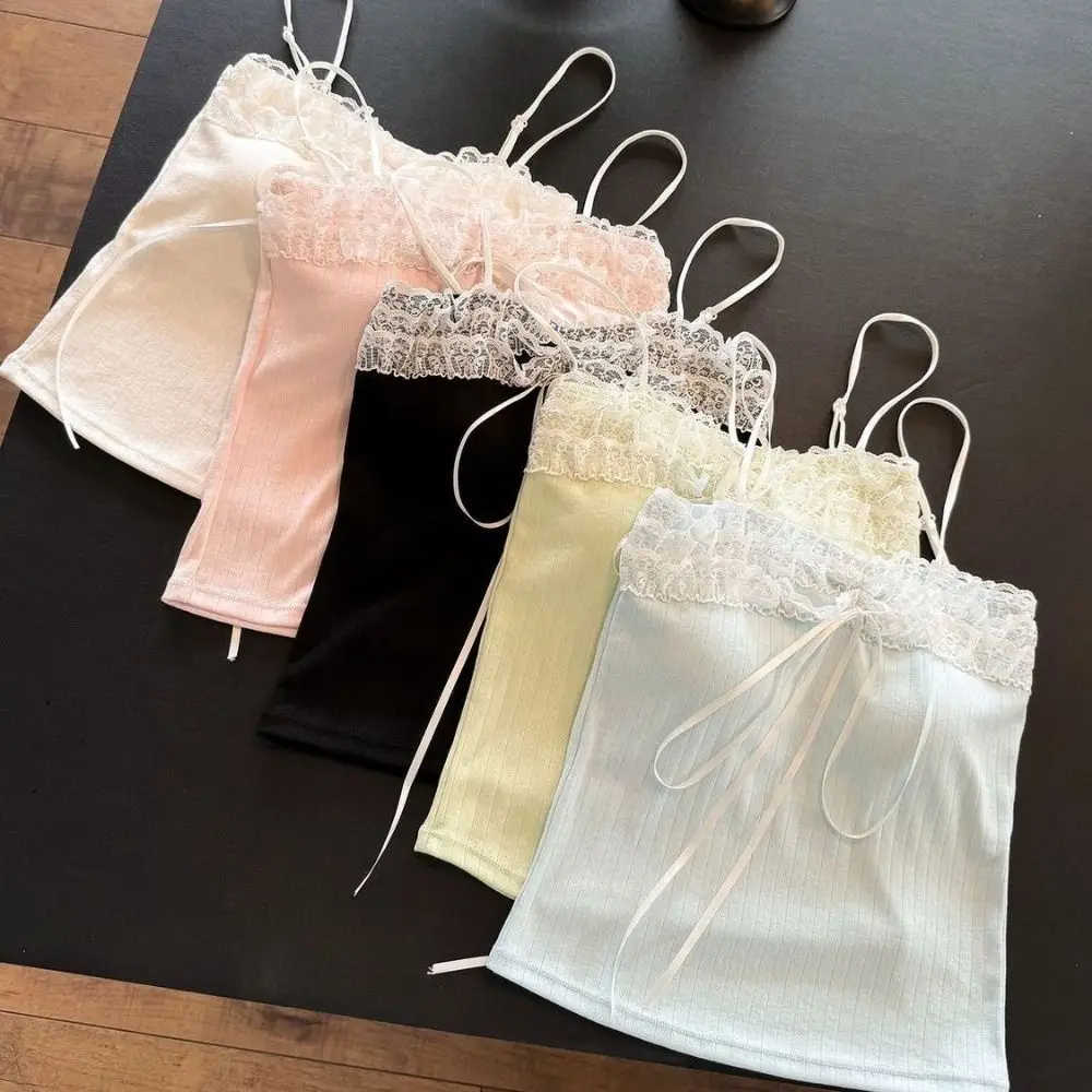 شيك القوس سليم الدانتيل المحاصيل الأعلى قاع قميص الحلو الفتاة سترة أعلى التوابل الفتيات نمط الصيف بروتيل مع منصات النساء