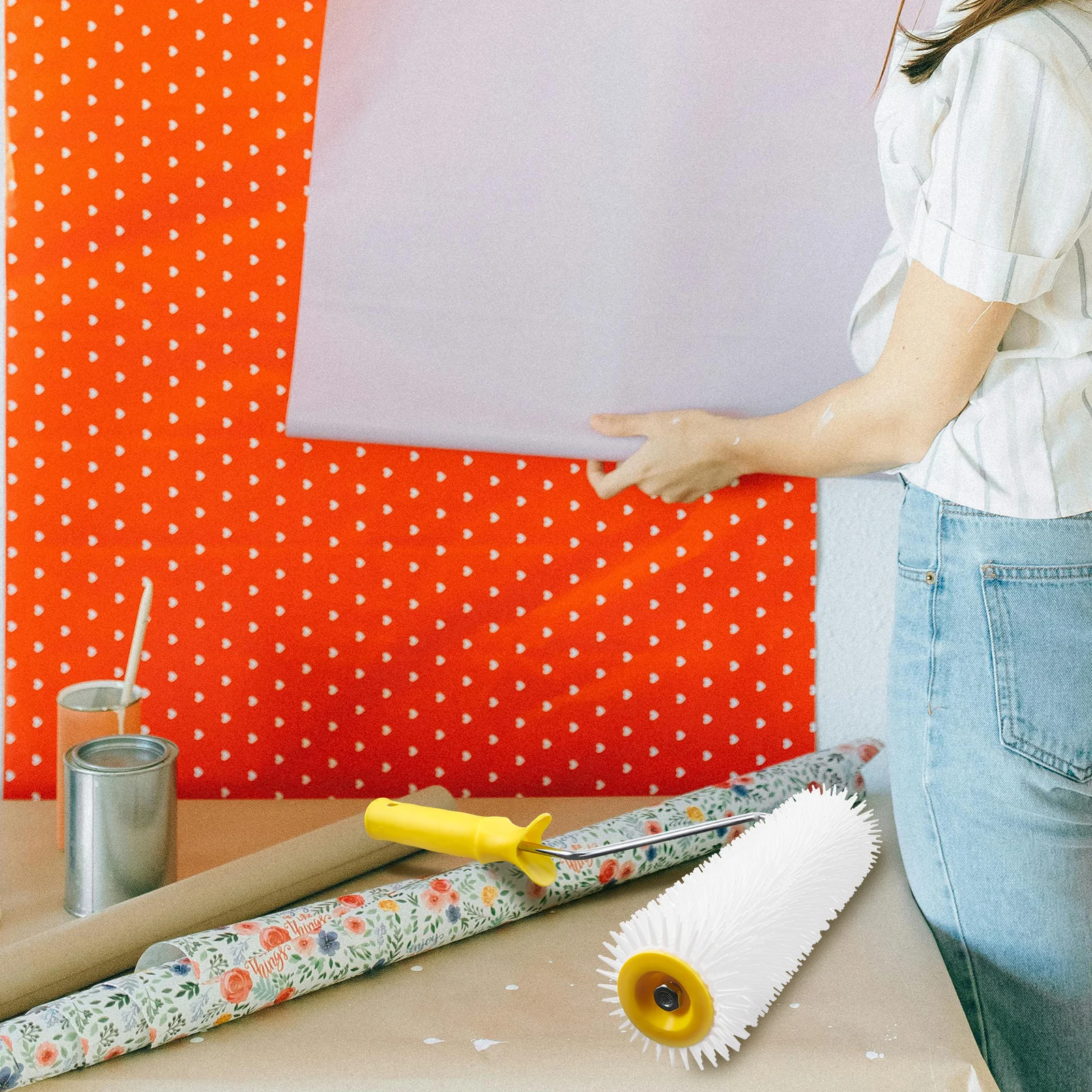 

Самовыравнивающаяся пеногасительная щетка с шипами, инструмент для удаления пузырьков из цемента для эпоксидной смолы, краски для пола, строительства, латекса