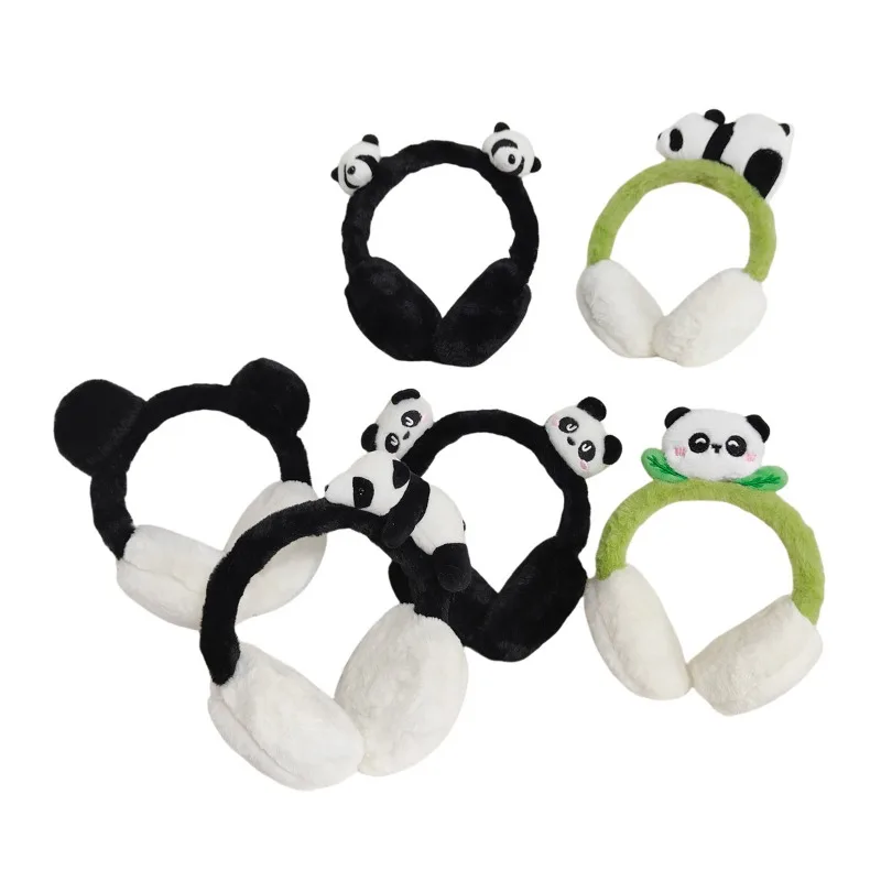 2025 милые наушники с пандой для девочек, плюшевые наушники с милой мультяшной пандой, детские защитные наушники, теплые антифризные наушники, теплые наушники