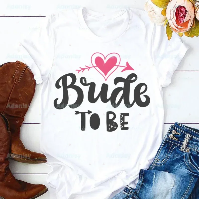

Bride to Be Team Bride Bachelorette Party Tshirt Lady Letter T shirt Funny Squad Evjf Wedding T-shirt Casual Aesthetic Tshirt