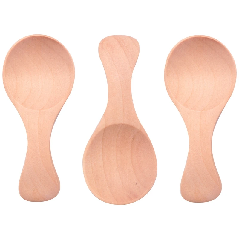 LJL-32Pcs Small Wooden Salt Spoon Solid Wood Condiments Spoon Handmade Honey Teaspoon