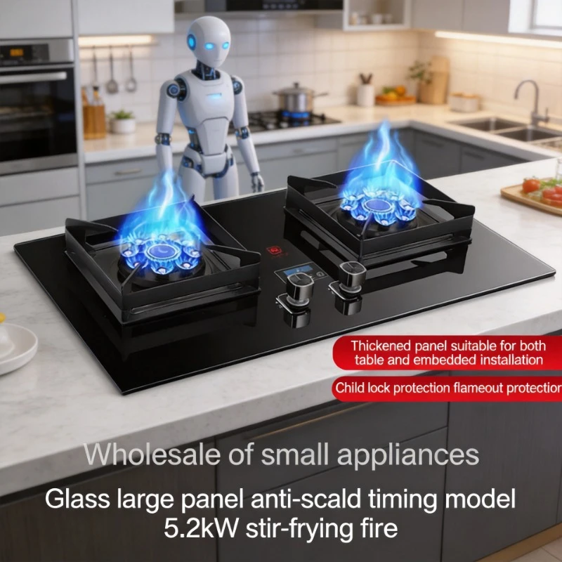 

Multifunctional Dual Fuel Gas Stove, Desktop Embedded Installation, Powerful Fierce Fire Home Apartment and Commercial Scenarios