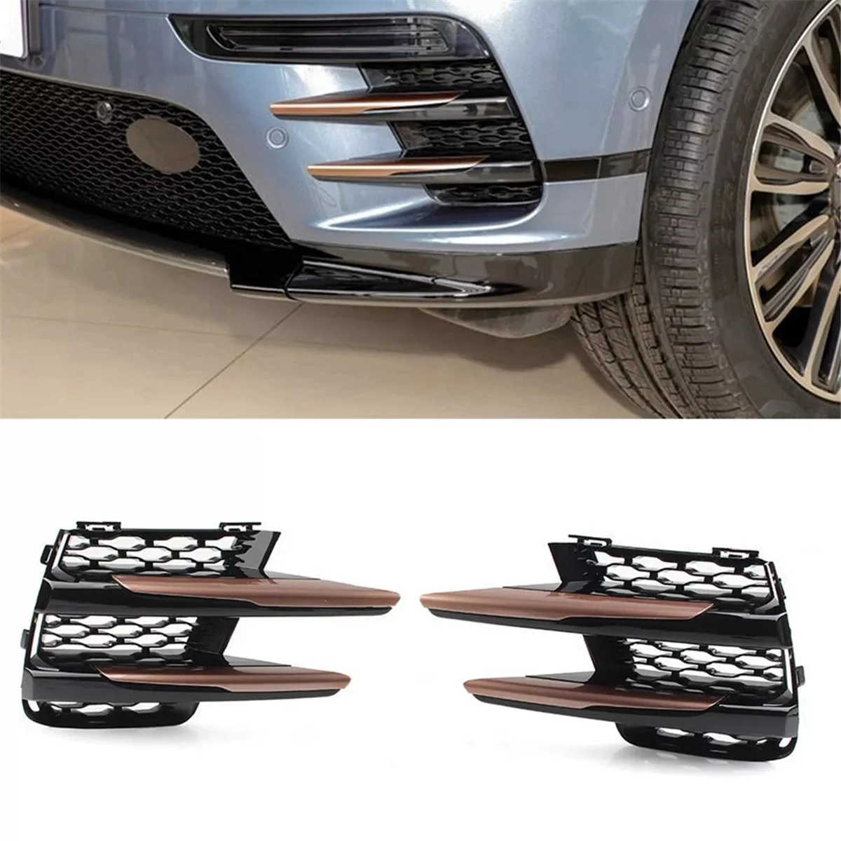 Front Fog Lamp Bumper Cover Fog Light Grill LR093471 for Land Rover Range Rover Velar 2017-2023 (Left) -T45C