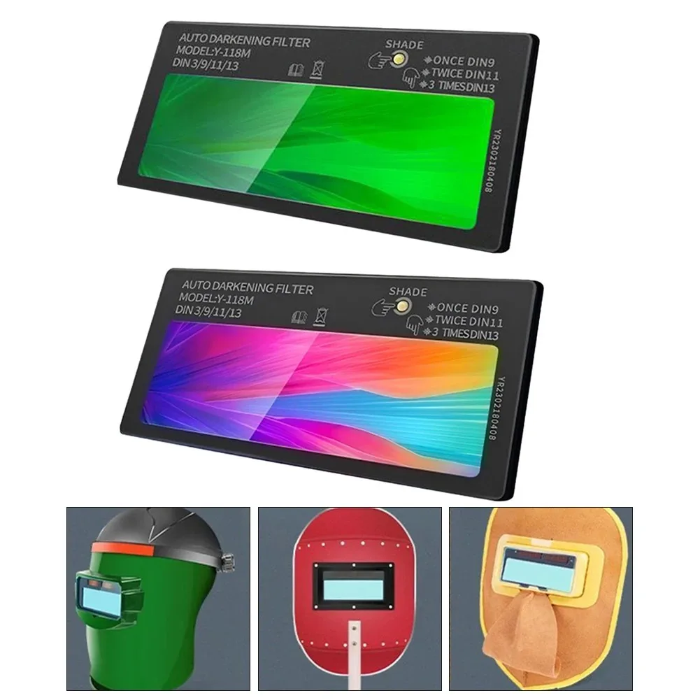 Lente de soldagem com escurecimento automático de 3 níveis, lente de substituição movida a energia solar para acessórios de máscara de soldagem